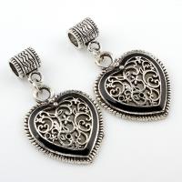 Zinc Alloy European Pendants, Heart, antique silver color plated, for woman & without troll & enamel, lead & cadmium free Approx 4mm 