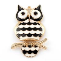 Zinc Alloy Animal Pendants, Owl, real gold plated, for woman & enamel, lead & cadmium free Approx 1.5mm 