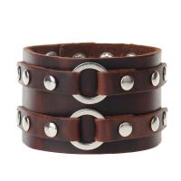 Cowhide Bracelet, with Zinc Alloy, silver color plated, durable & Unisex, 50mm Approx 9 Inch 