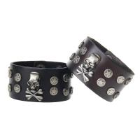 Cowhide Bracelet, with Zinc Alloy, Skull, plated, durable & Unisex 38mm Approx 9 Inch 