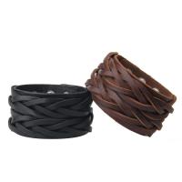 Cowhide Bracelets, with Zinc Alloy, silver color plated, durable & Unisex 40mm Approx 9 Inch 