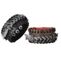 Cowhide Bracelets, with Zinc Alloy, Dragon, durable & Unisex & blacken 35mm Approx 9 Inch 
