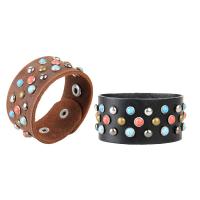 Cowhide Bracelets, with turquoise & Zinc Alloy, plated, durable & for woman 37mm Approx 9 Inch 