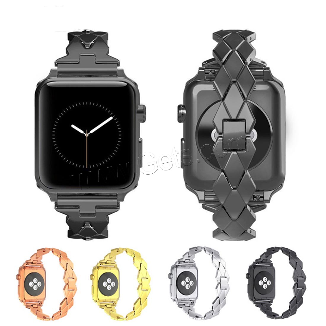 Bande de montre en acier inoxydable, Placage, pour Apple Watch & normes différentes pour le choix, plus de couleurs à choisir, 3mm, Longueur:Environ 6.8 pouce, Vendu par brin