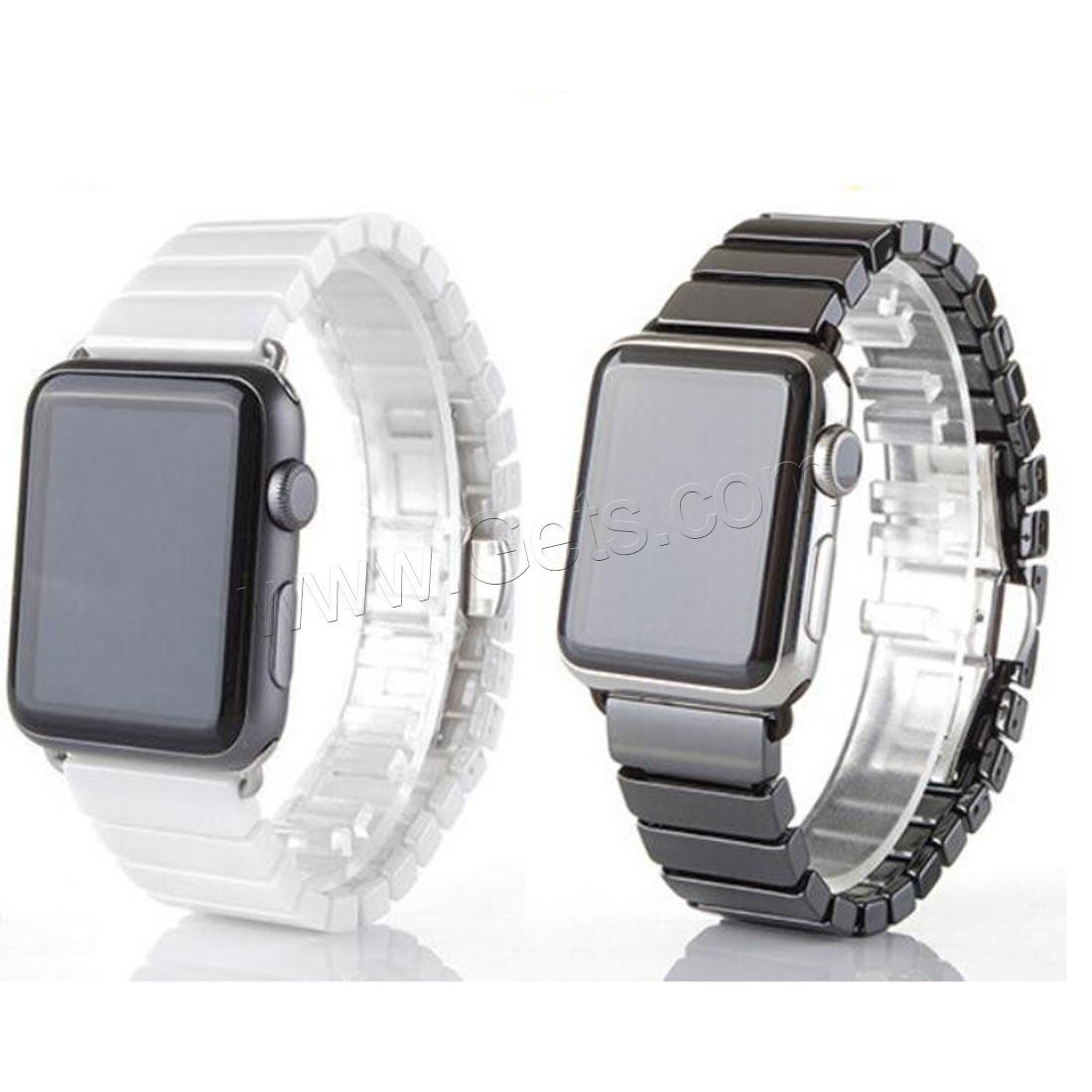 porcelaine bracelet de montre, avec acier inoxydable, Placage, pour Apple Watch & normes différentes pour le choix, plus de couleurs à choisir, Longueur:Environ 6.8 pouce, Vendu par brin