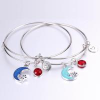 Fashion Zinc Alloy Bangle, with Crystal & Resin, silver color plated, adjustable & for woman, Inner Approx 63mm 