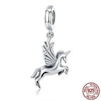 Thailand Sterling Silver European Pendant, Unicorn, without troll Approx 4.5-5mm 