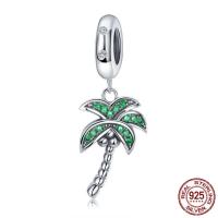 Thailand Sterling Silver European Pendant, Tree, without troll & with cubic zirconia Approx 4.5-5mm 