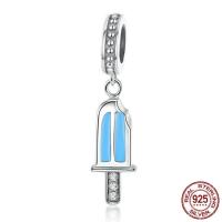 Thailand Sterling Silver European Pendant, Ice Cream, without troll & enamel & with cubic zirconia Approx 4.5-5mm 