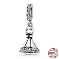 Thailand Sterling Silver European Pendant, Cartoon, without troll & enamel & with cubic zirconia Approx 4.5-5mm 