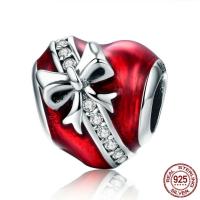 Cubic Zirconia Thailand Sterling Silver European Beads, Heart, without troll & enamel & with cubic zirconia Approx 4.5-5mm 