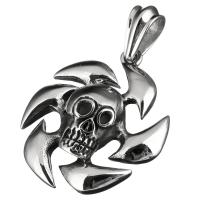 Stainless Steel Skull Pendant, blacken Approx 