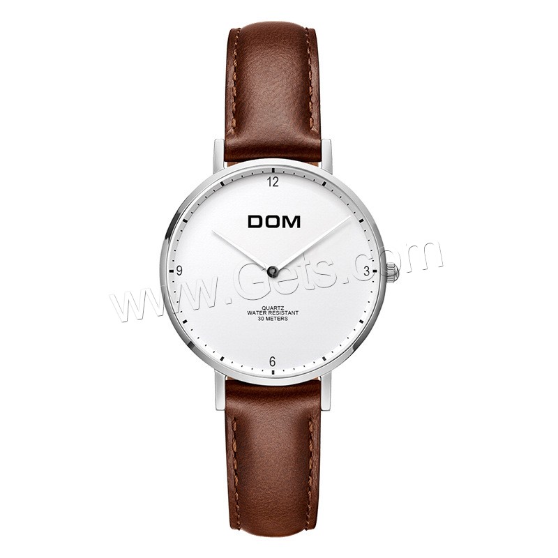 DOM® Watch Collection, Leather, with Glass & Stainless Steel & Zinc Alloy, Chinese movement, plated, Life water resistant & Unisex & adjustable & different size for choice & for couple, more colors for choice, Sold By PC