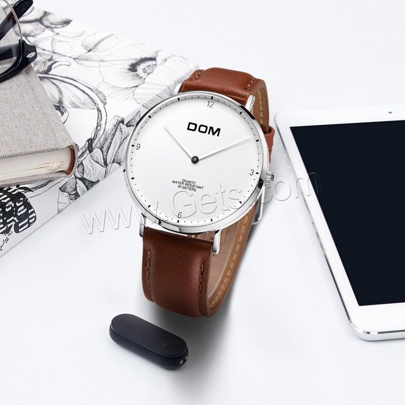 DOM® Watch Collection, Leather, with Glass & Stainless Steel & Zinc Alloy, Chinese movement, plated, Life water resistant & Unisex & adjustable & different size for choice & for couple, more colors for choice, Sold By PC