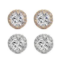 Rhinestone Brass Stud Earring, plated, for woman & with cubic zirconia & with rhinestone 10mm 