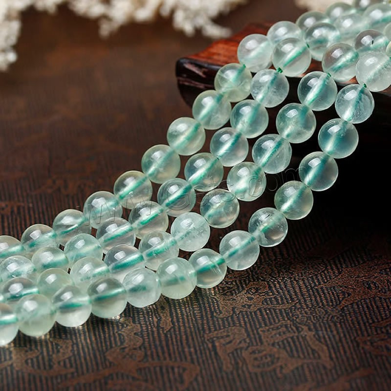 Prehnit-Perlen, Prehnit, rund, verschiedene Größen vorhanden, Bohrung:ca. 1mm, Länge:ca. 15 ZollInch, verkauft von Strang