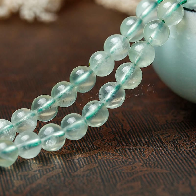 Prehnit-Perlen, Prehnit, rund, verschiedene Größen vorhanden, Bohrung:ca. 1mm, Länge:ca. 15 ZollInch, verkauft von Strang