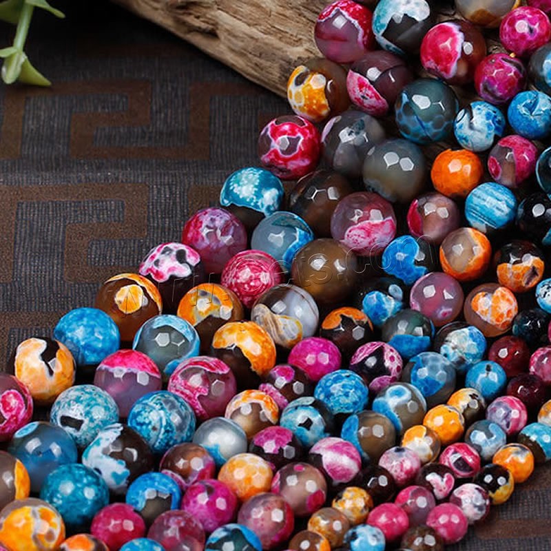 Natürliche Feuerachat Perlen, rund, verschiedene Größen vorhanden & facettierte, keine, Bohrung:ca. 1mm, Länge:ca. 15 ZollInch, verkauft von Strang