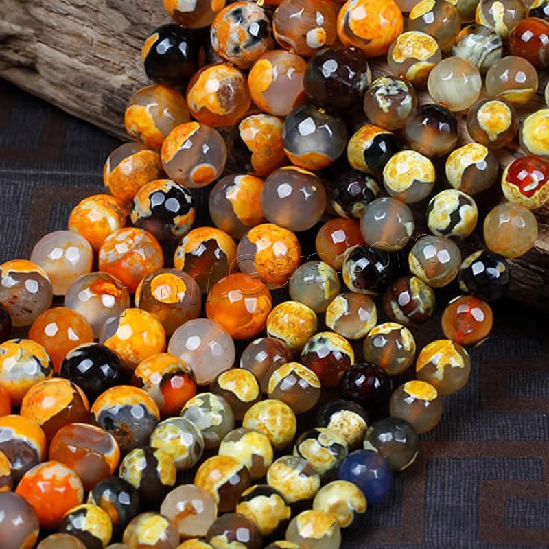 Natural Fire Agate Beads, Round, different size for choice & faceted, more colors for choice, Hole:Approx 1mm, Length:Approx 15 Inch, Sold By Strand