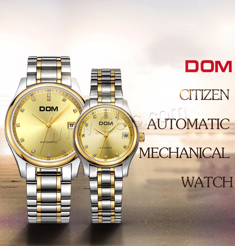 Коллекция часов DOM®, нержавеющая сталь, с Стеклянный, японское движение, Другое покрытие, Водонепроницаемый образ жизни & Мужская & разный размер для выбора & для пара & со стразами, Много цветов для выбора, продается PC