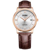 DOM® Watch Collection, Leather, with Glass & Stainless Steel, Japanese movement, rose gold color plated, Life water resistant & adjustable & for man Approx 9 Inch 