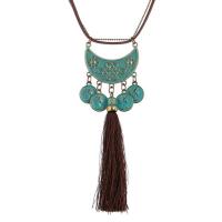 Zinc Alloy Sweater Chain Necklace, with iron chain & Nylon Cord & Velveteen, antique bronze color plated, bluing & ball chain & for woman, lead & cadmium free, 75cm Approx 29.5 Inch 