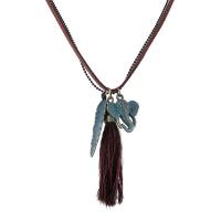 Zinc Alloy Sweater Chain Necklace, with iron chain & Nylon Cord & Velveteen, antique bronze color plated, bluing & ball chain & for woman, lead & cadmium free, 75cm Approx 29.5 Inch 