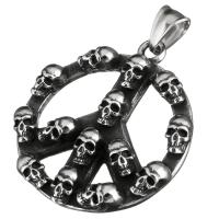 Stainless Steel Peace Logo Pendant, blacken Approx 