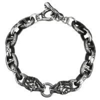 Stainless Steel Bracelet, Wolf, mariner chain & for man & blacken  Approx 9.5 Inch 