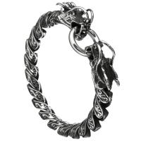 Stainless Steel Bracelet, Dragon, for man & blacken, 10mm Approx 9 Inch 