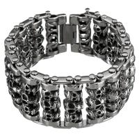 Stainless Steel Bracelet, with skull pattern & for man & blacken, 35mm Approx 9.5 Inch 