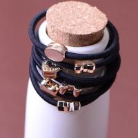 Ponytail Holder, Polyester Yarns, with Zinc Alloy, gold color plated, durable & elastic 45mm 