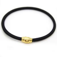 Elastic Hair Band, Nylon, with Zinc Alloy, gold color plated, durable, black, 55mm 