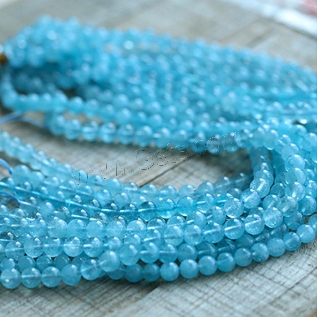 Perles aigue-marine, Quartz bleu, Rond, naturel, Naturel, bleu, Longueur:Environ 15.7 pouce, Vendu par brin
