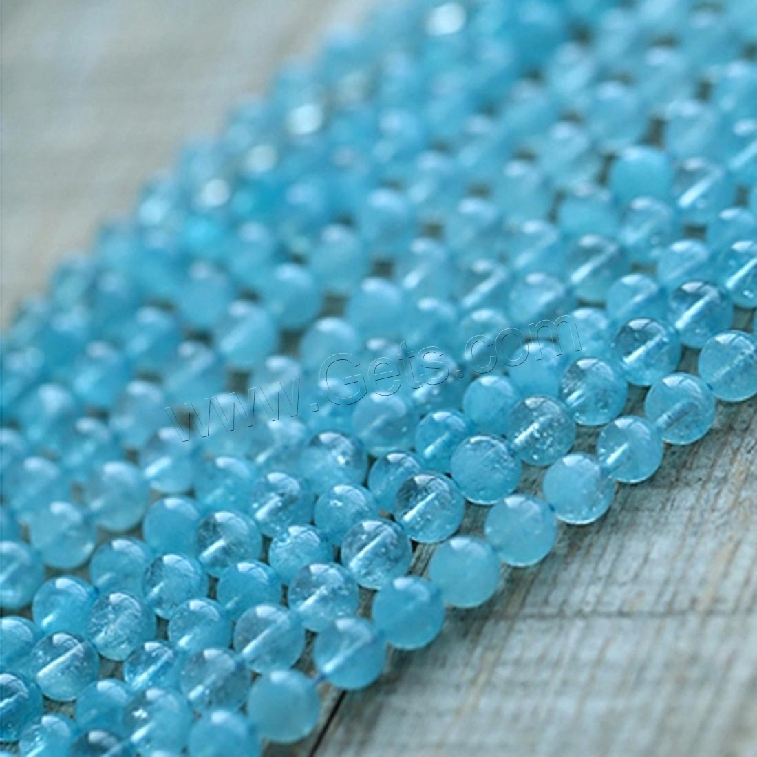 Aquamarin Perlen, Blauer Quarz, rund, natürlich, Natürliche, blau, Länge:ca. 15.7 ZollInch, verkauft von Strang