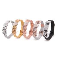 Stainless Steel Chain Bracelets, plated, with letter pattern & for woman & with rhinestone Approx 8.3 Inch 