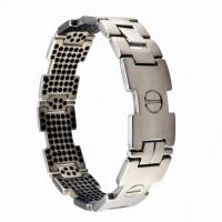 Titane bracelet en acier et bracelet, Acier titane, avec hématite non magnétique, pour homme, couleur originale, Bracelet de santé, 18mm Environ 8.5 pouce, Vendu par brin
