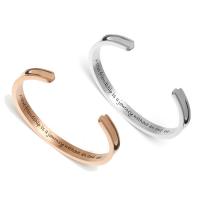 Stainless Steel Cuff Bangle, plated, with letter pattern & for woman & enamel 7mm, Inner Approx 62mm 
