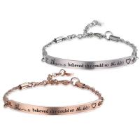 Stainless Steel Chain Bracelets, with 1.18lnch extender chain, plated, Unisex & rope chain & with letter pattern & enamel Approx 8.3 Inch 