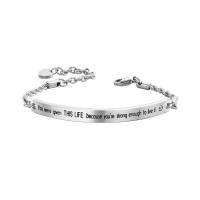 Stainless Steel Chain Bracelets, with 1.18lnch extender chain, Unisex & rope chain & with letter pattern & enamel & with cubic zirconia, original color Approx 8.3 Inch 