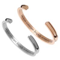 Stainless Steel Cuff Bangle, plated, Unisex & adjustable & with letter pattern & enamel 7mm, Inner Approx 62mm 