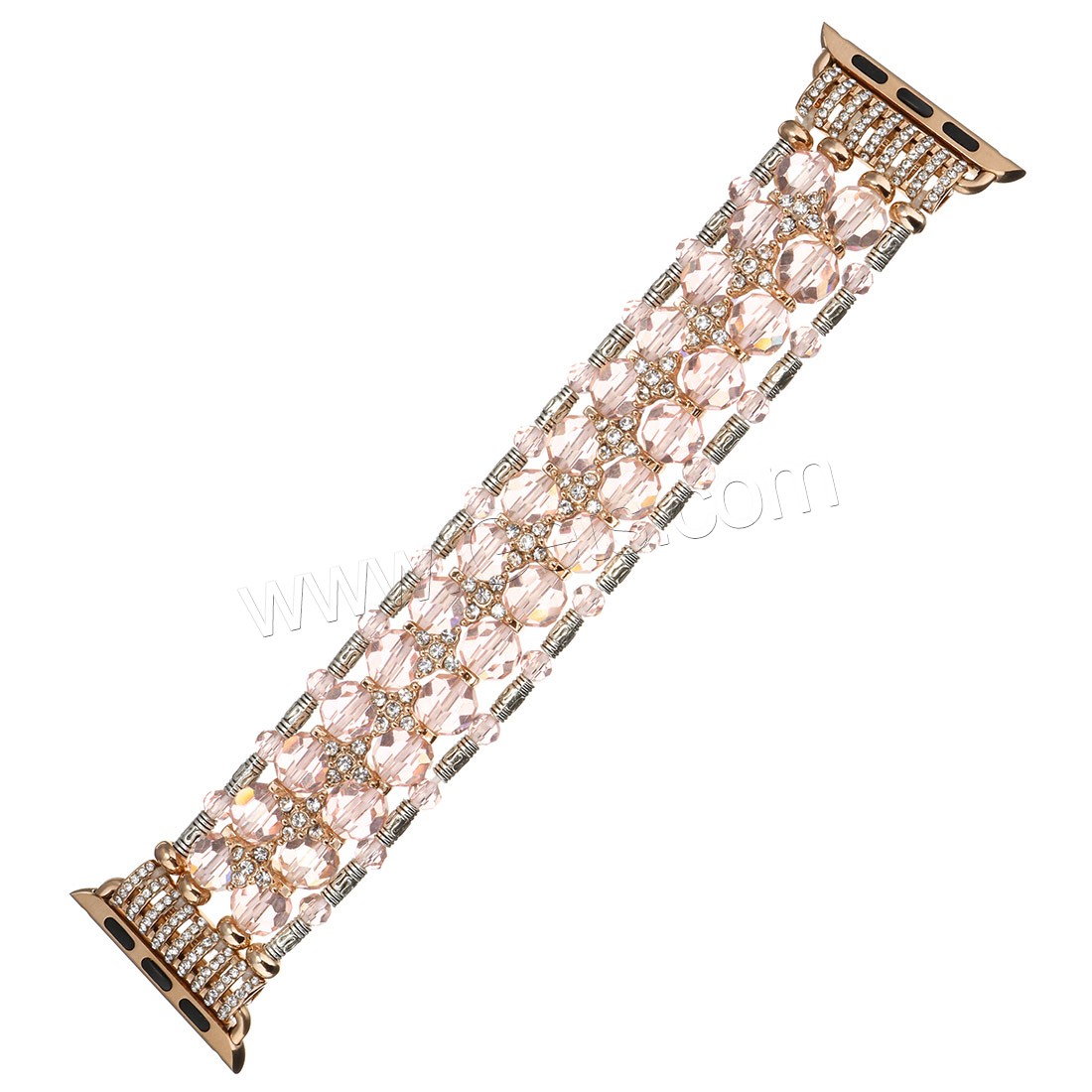 Watch Band, Brass, with Crystal, plated, for Apple Watch & for apple watch & different size for choice & faceted & with rhinestone, more colors for choice, 32mm, Sold By Strand