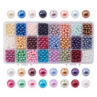 ABS-Kunststoff -Perlen-Korn, ABS-Kunststoff-Perlen, mit Kunststoff Kasten, rund, gemischte Farben, 6mm, Bohrung:ca. 0.7-1.1mm, 1440PCs/Box, verkauft von Box