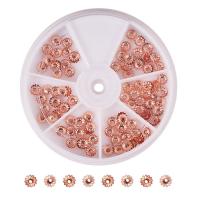 Iron Bead Caps, with Plastic Box, Flower, rose gold color plated, lead & cadmium free Approx 1mm 