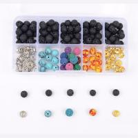 Mixed Gemstone Beads, with iron rhinestone spacer & Plastic Box, 8mm Approx 1mm 