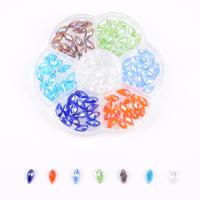 Gemischte Kristall Perlen, mit Kunststoff Kasten, facettierte, gemischte Farben, 6x12mm, 105x105x25mm, Bohrung:ca. 1mm, 105PCs/Box, verkauft von Box