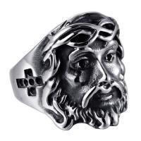 Titanium Steel Finger Ring, titanium steel magnetic clasp, Character & for man & blacken, 24mm 