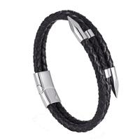 Titanium Steel Bracelet, with PU Leather, titanium steel magnetic clasp, Unisex 10mm Approx 8.7 Inch 