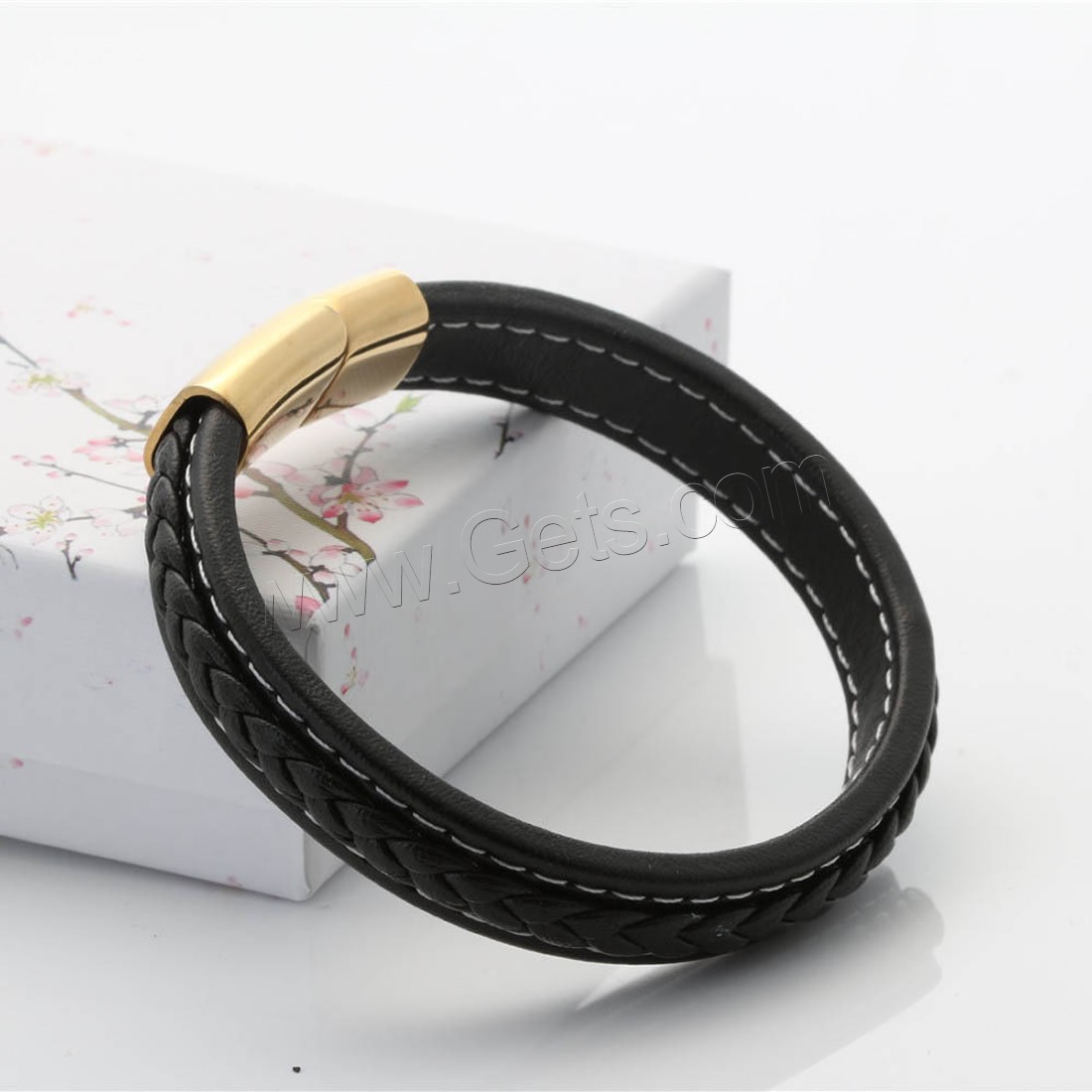 PU Leder Armband, Titan Stahl Magnetverschluss, plattiert, unterschiedliche Länge der Wahl & unisex, keine, 12mm, verkauft von Strang
