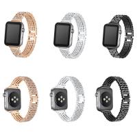 acero inoxidable 316L Venda de reloj, chapado, para Apple Watch & diverso tamaño para la opción & con diamantes de imitación, más colores para la opción, Vendido por Sarta